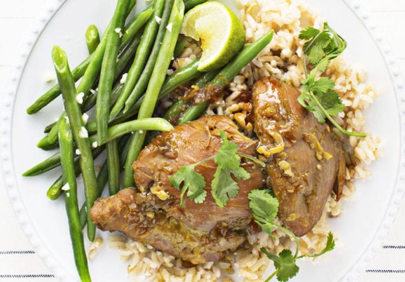 Chicken Adobo Over Gingery Rice Recipe