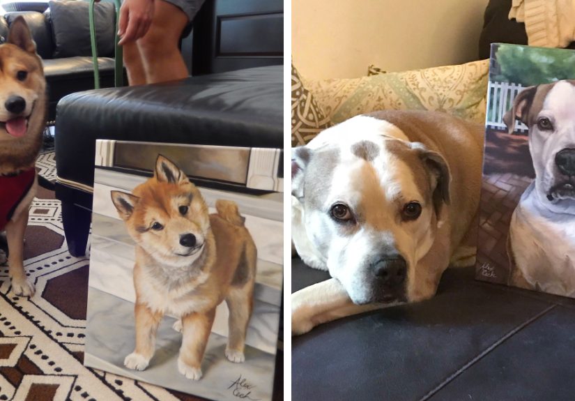 I Paint Custom Pet Portraits And Seeing Them With Their Paintings Is Definitely The Best Thing (11 Pics)
