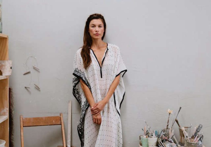 White Sheer Cotton Caftan