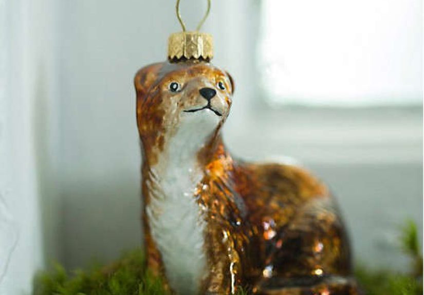Glass Weasel Ornament