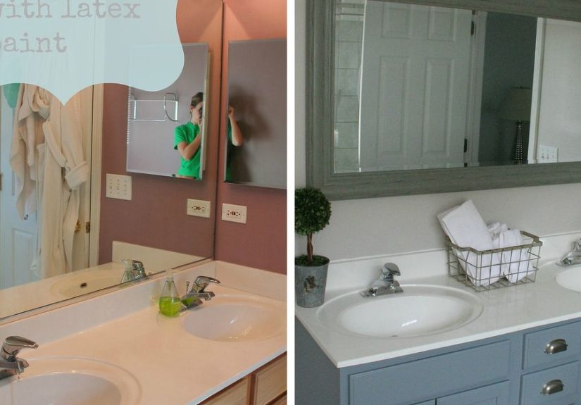 Bathroom Oak Vanity Makeover With Latex Paint