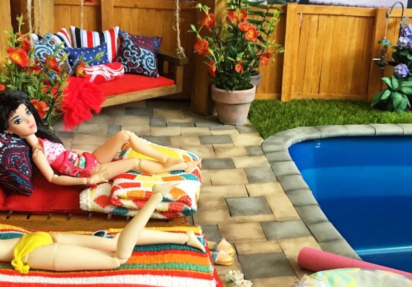 DIY Miniature Doll Swimming Pool and Patio