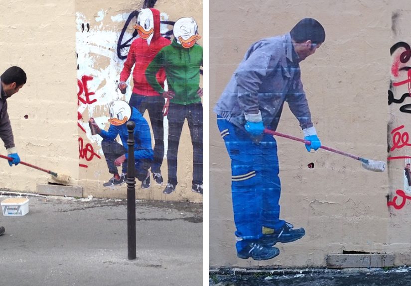 Graffiti Removal Guy Gets Turned Into Street Art In Paris