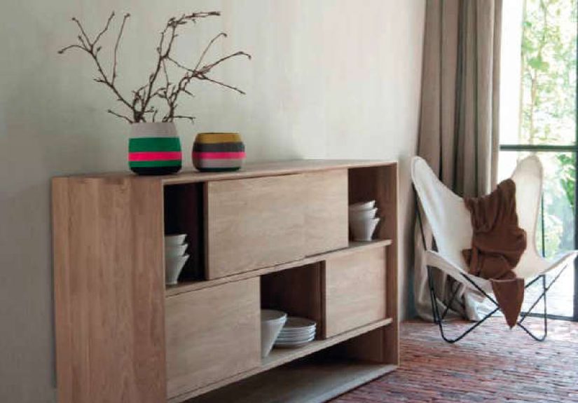Oak Nordic Low Rack - 4 Doors