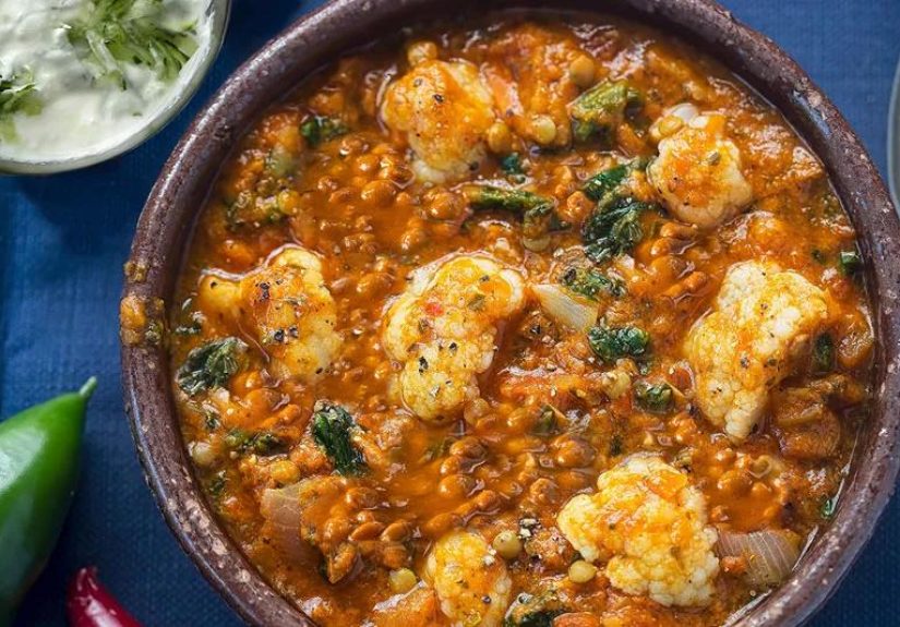 Recipe: Curried Cauliflower Lentils With Cucumber Raita